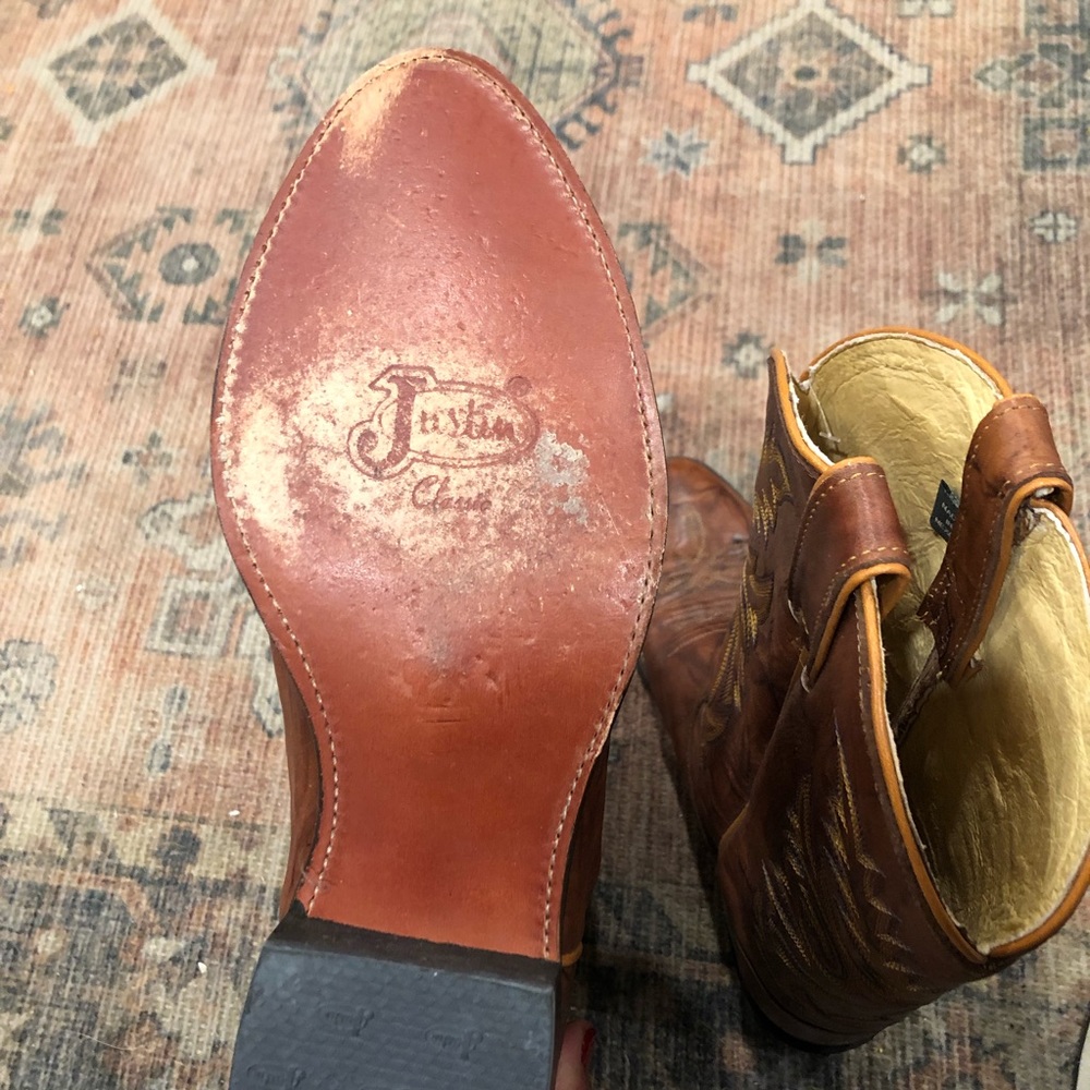 Justin Marbled Chestnut Brown Deerlite Cowboy Boots - Picture 8 of 10